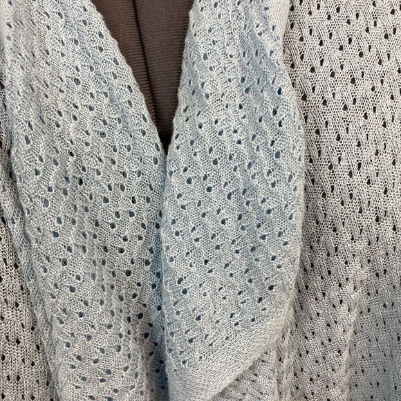 Tahari pointelle open lacy cardigan w/ shawl or waterfall neckline linen/rayon - Picture 5 of 7